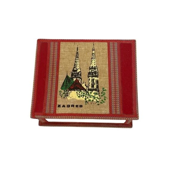 Unbranded Other - Zagreb Red Fabric Trinket Box "City of Croatia"